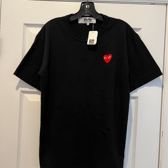Comme des Garcons Men's Black Cotton Jersey Heart T-Shirt - Picture 2 of 10